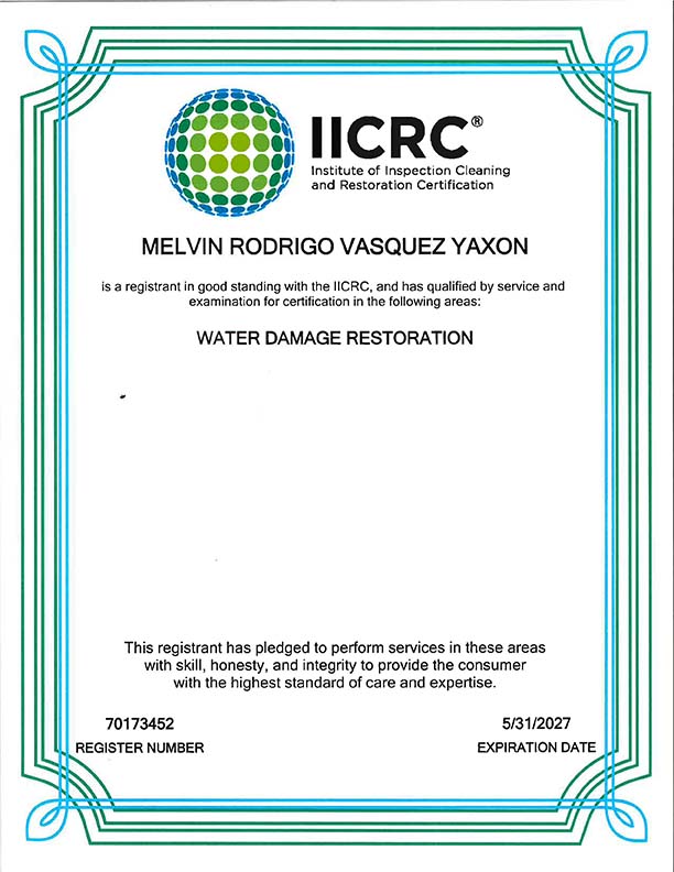 Rodrigo Vasquez IICRC License
